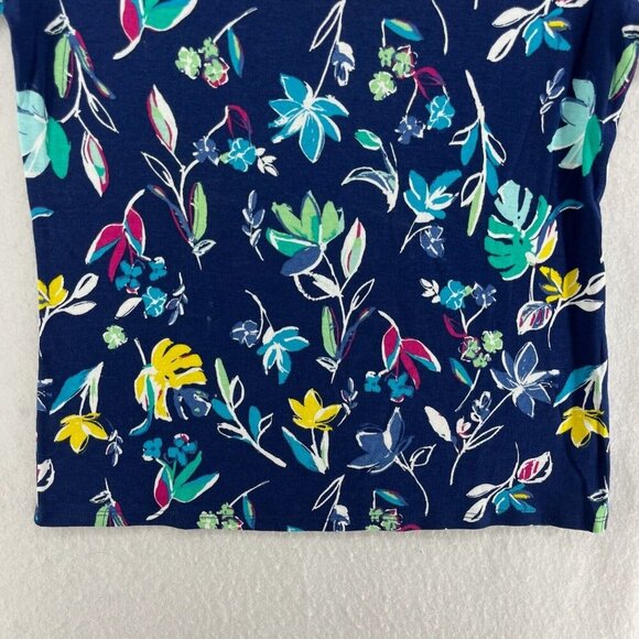 Croft And Barrow Shirt Womens PXS Navy Blue Floral The Classic Tee Short Sleeve - Picture 7 of 12